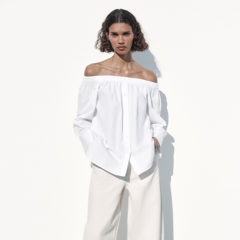 Zara White Off-Shoulder Blouse